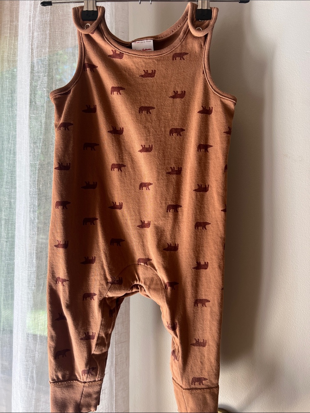 Hanna Andersson Rust Brown Bear Print Tank Romper